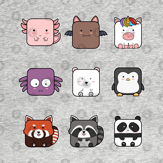 Cute Square Animal Collection by Luna Illustration